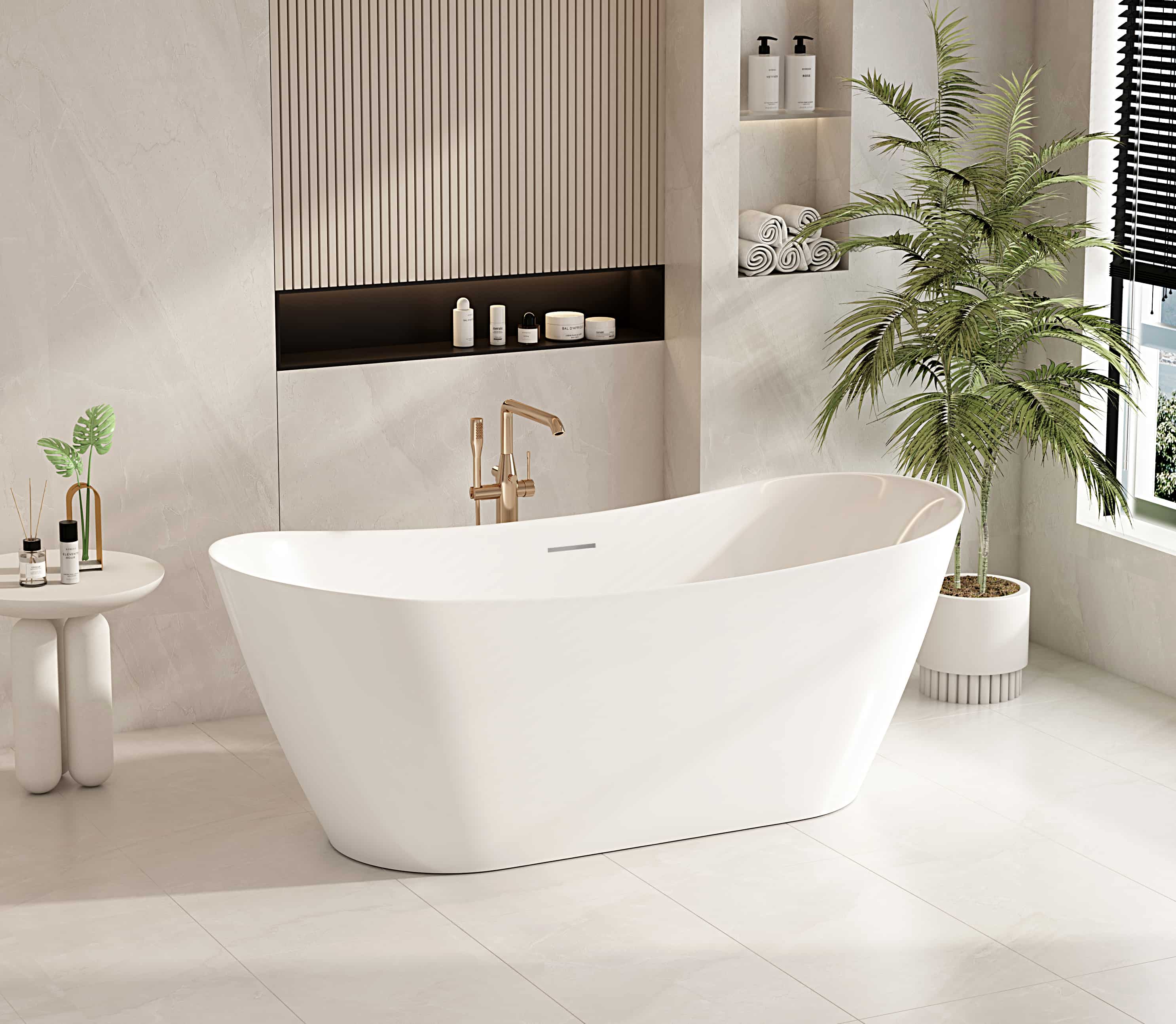 Disney Ultra-Thin Freestanding Designer Freestanding Bathtub Gloss White