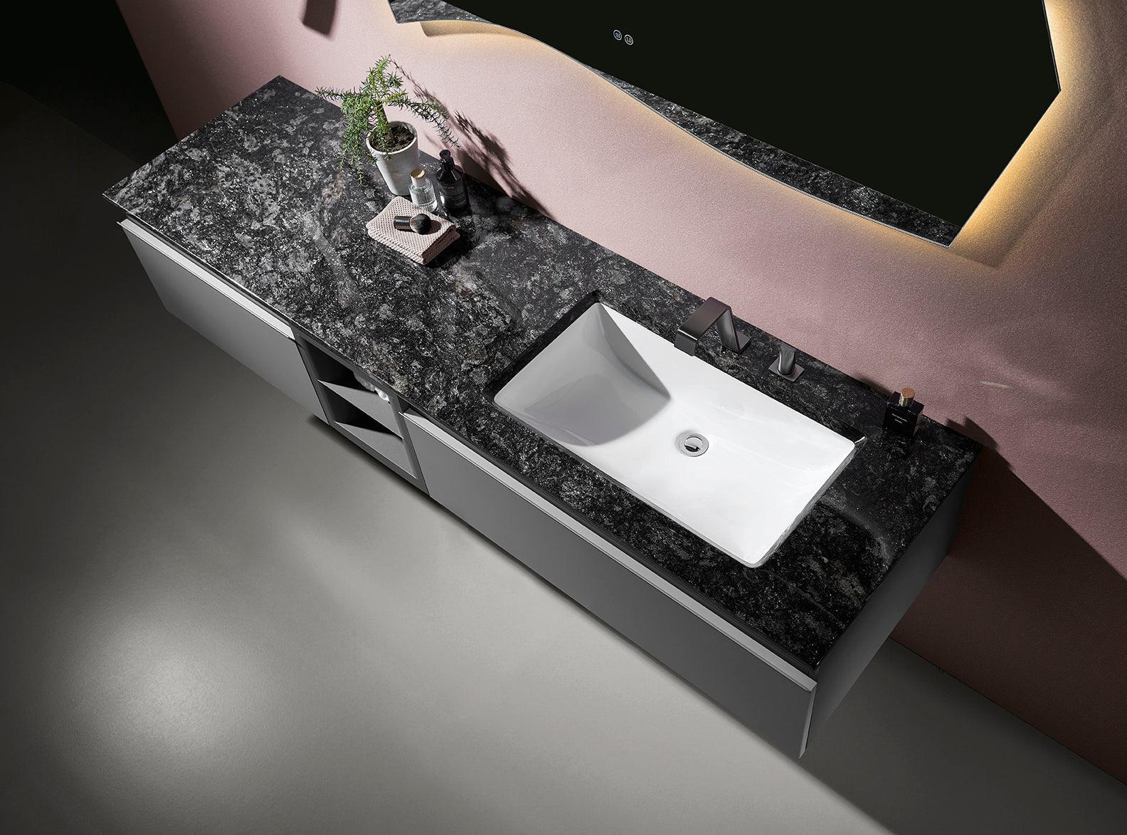 LAB Venus Stainless Steel LED wall hung vanity - Living and Bathroom