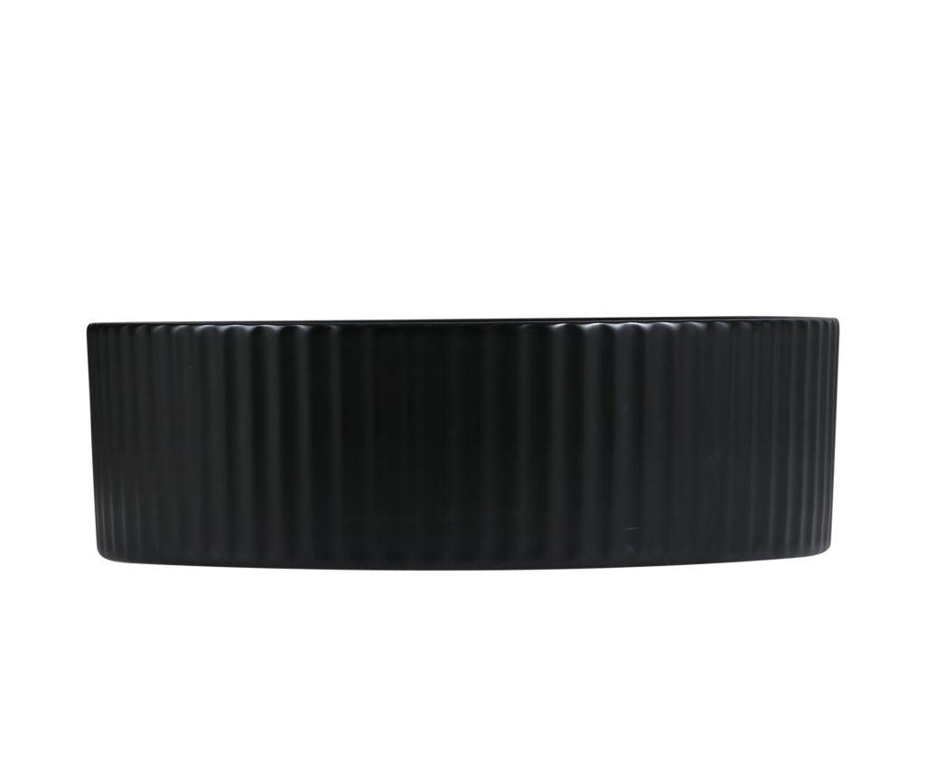 Cora Above Counter Fluted Matt Black Circle Basin (New Arrival) - Living and Bathroom