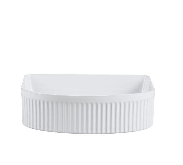 Cora Above Counter Fluted Gloss White Arch Basin (New Arrival) - Living and Bathroom