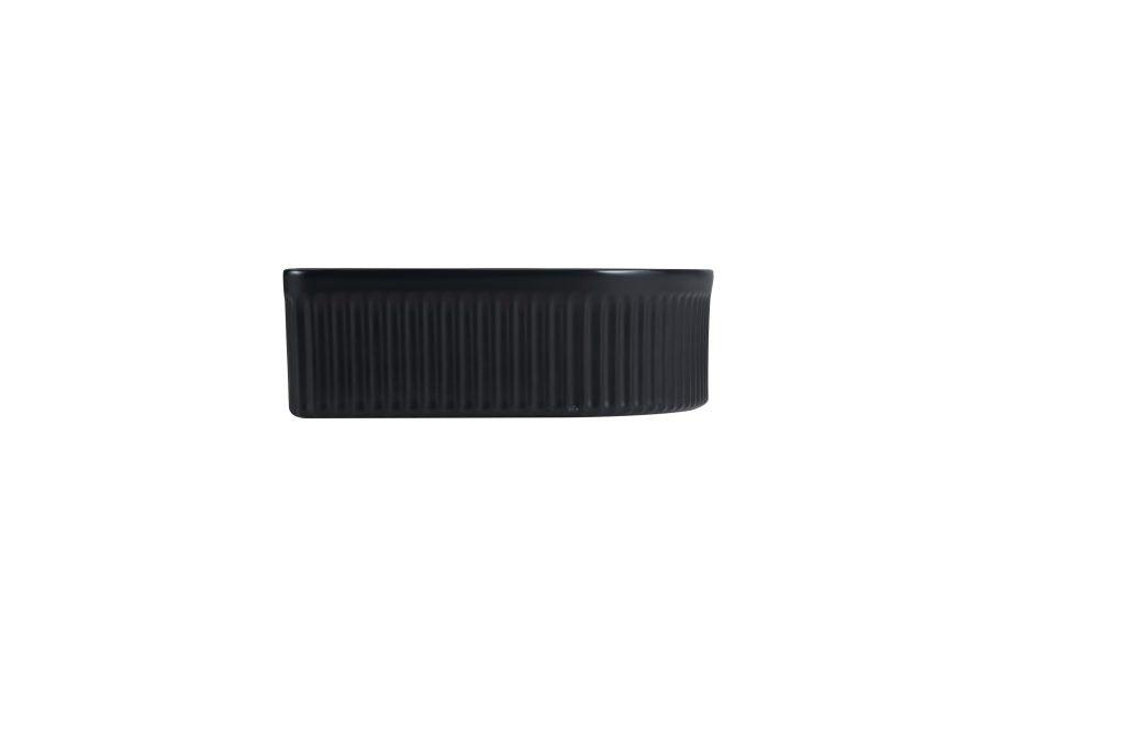 Cora Above Counter Fluted Matt Black Arch Basin (New Arrival) - Living and Bathroom