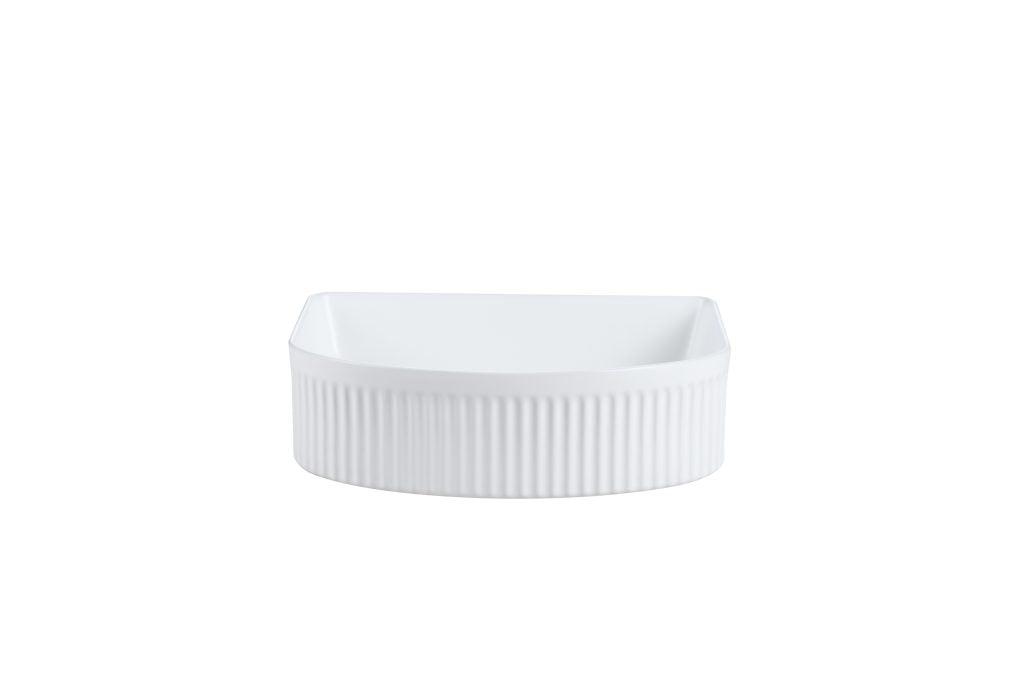 Cora Above Counter Fluted Matt White Arch Basin (New Arrival) - Living and Bathroom