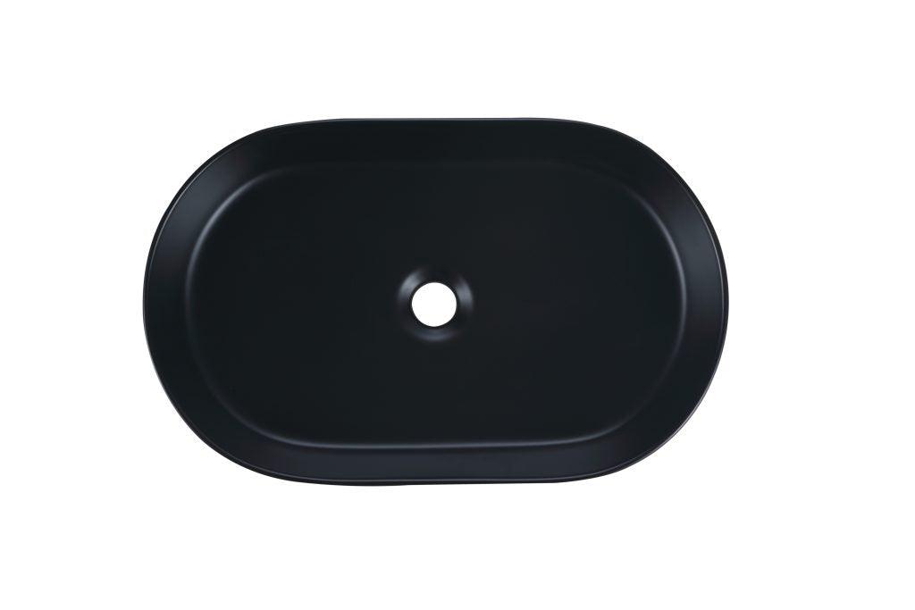 Cora Above Counter Fluted Matt Black Pill Basin (New Arrival) - Living and Bathroom