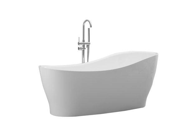 Clara 1500mm Freestanding Designer Gloss White bathtub - Living and Bathroom