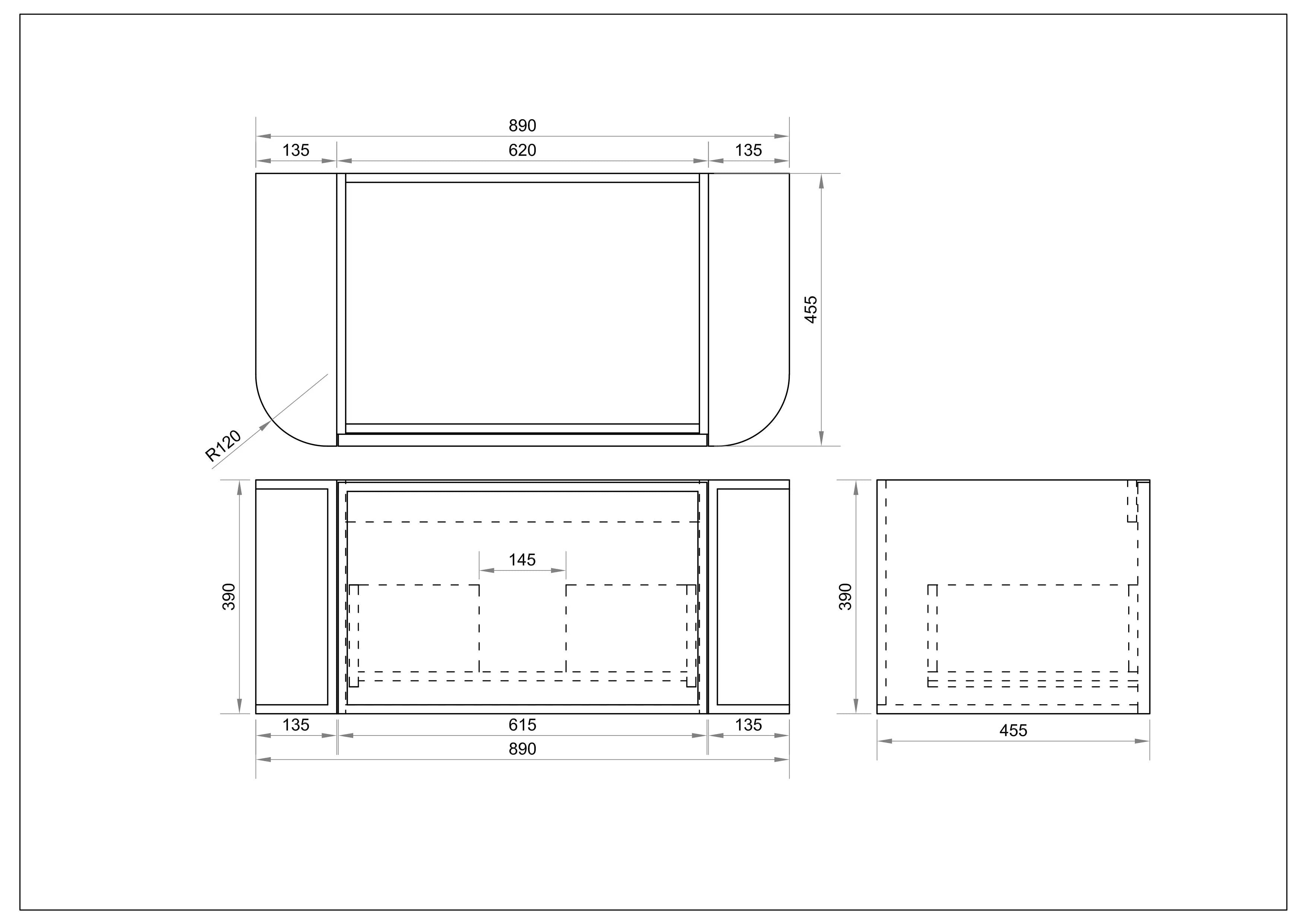 ELVA Curve Wallhung Vanity Natural Oak