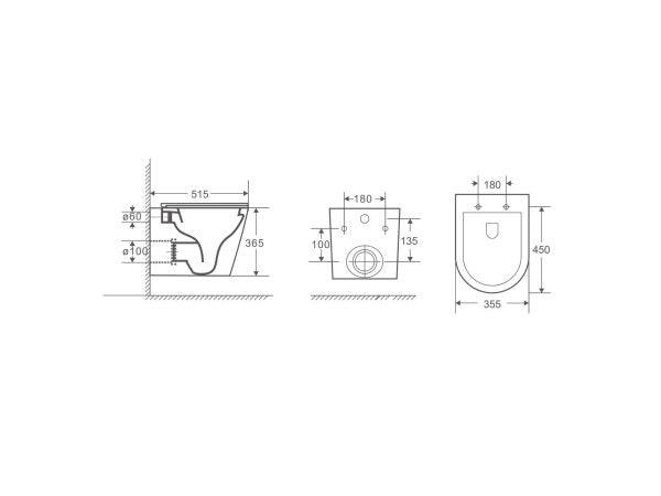 BERLIN Wall Hung Quiet Flush In Wall Toilet Suite Pan - Living and Bathroom