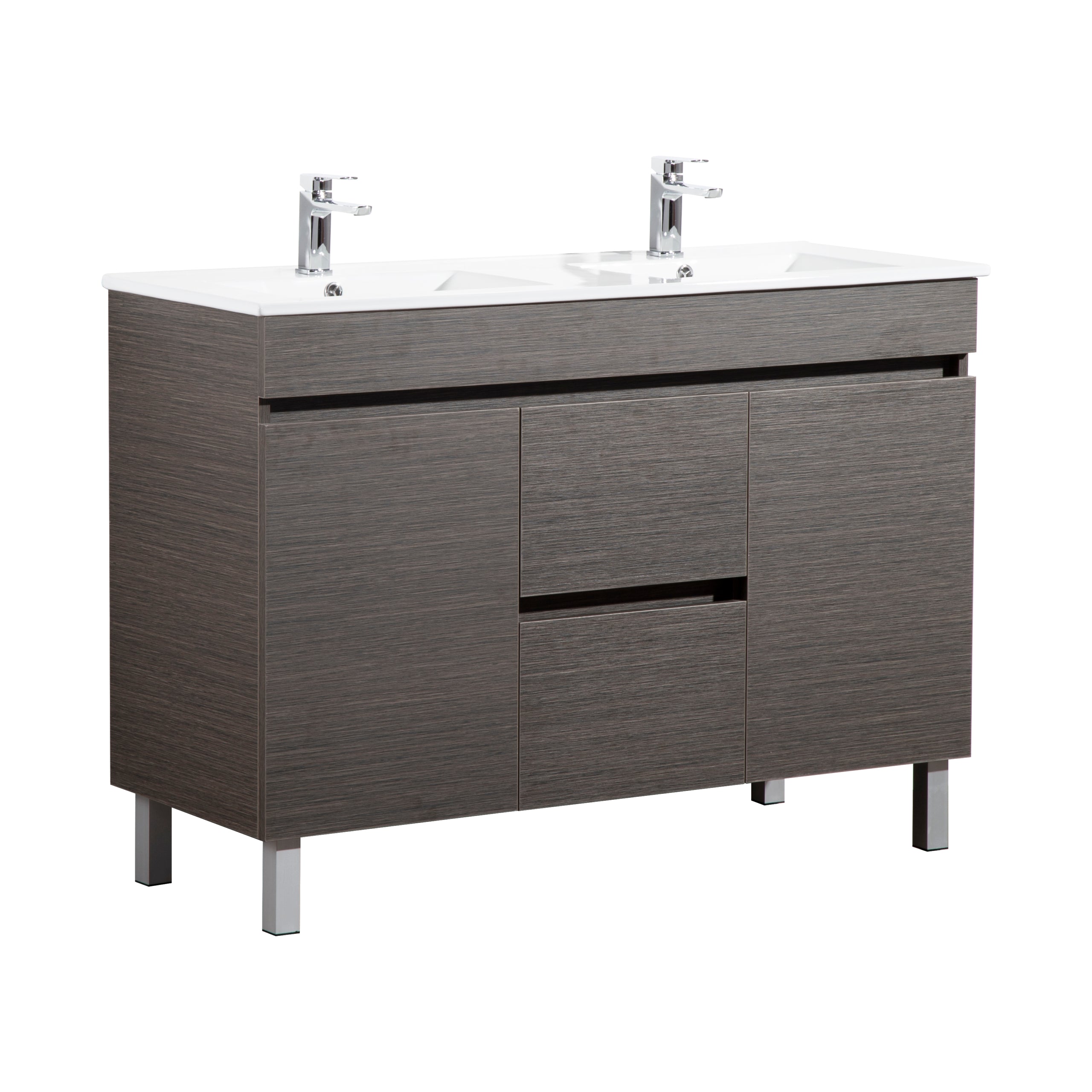 Evie - Wood Grain PVC Floor Vanity 1200*460*860mm Double Bowls