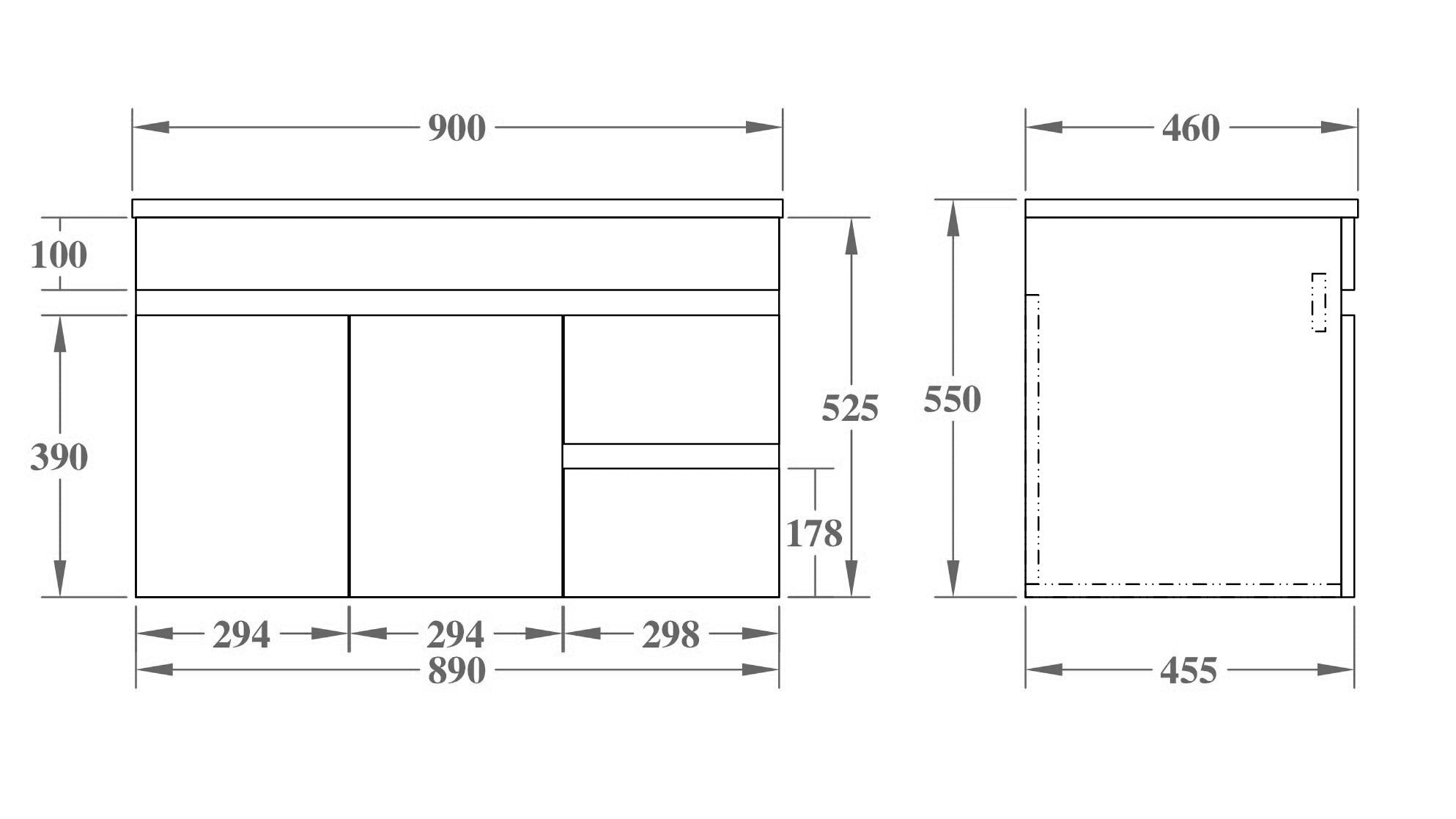 Evie PVC Wall Hung Bathroom Vanity Oak