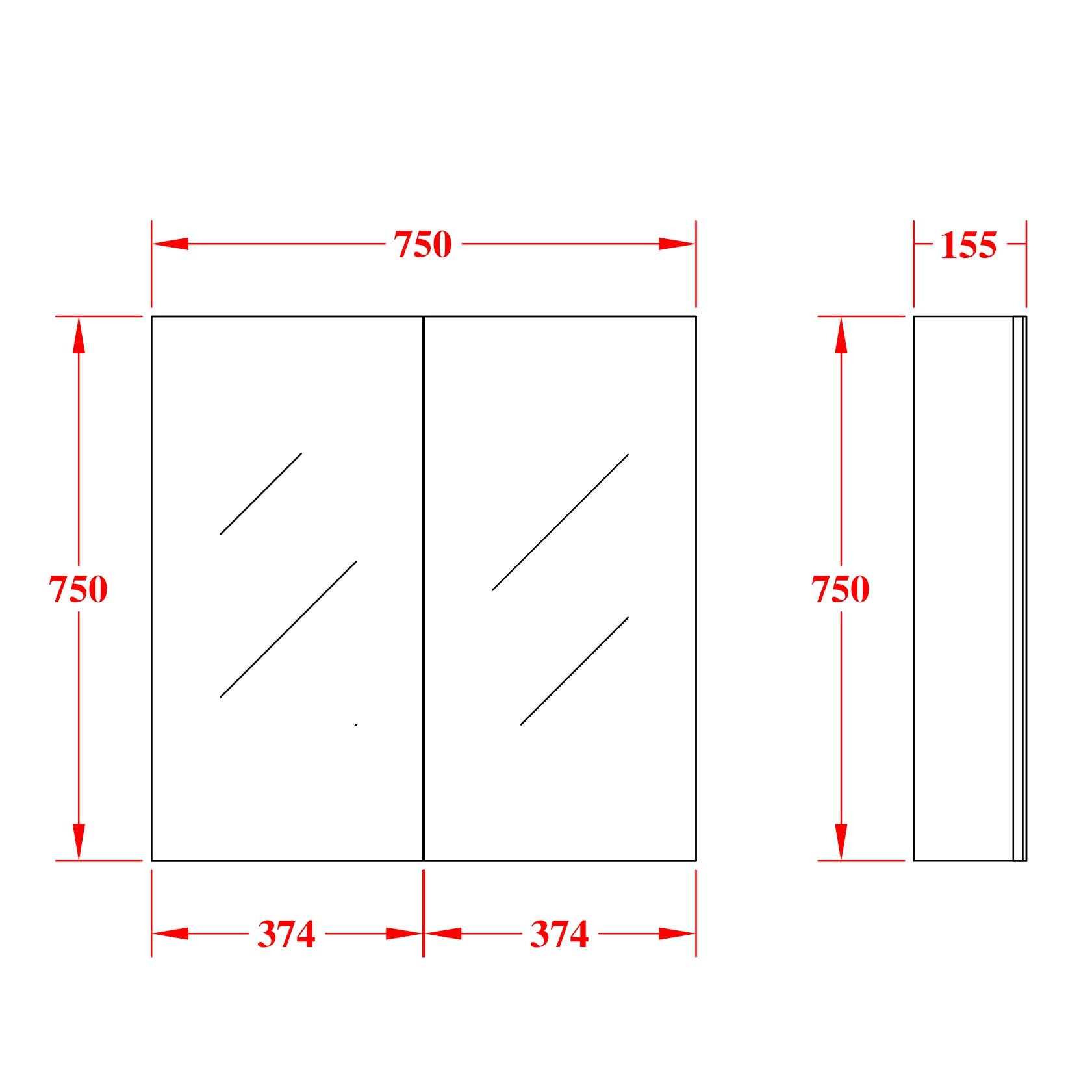Evie Shaving Cabinet 750*155*750mm