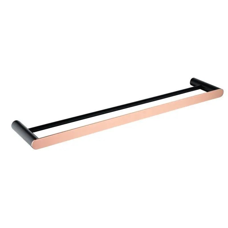 Esperia Matt Black & Copper Double Towel Rail 800mm