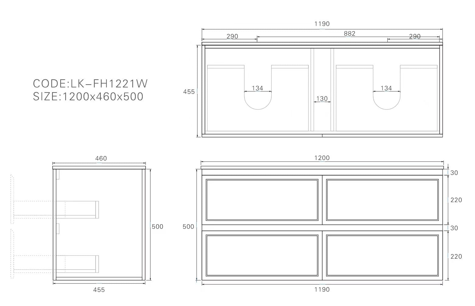 Hamilton Federation Prime Wall Hung PVC Cabinet Matte White