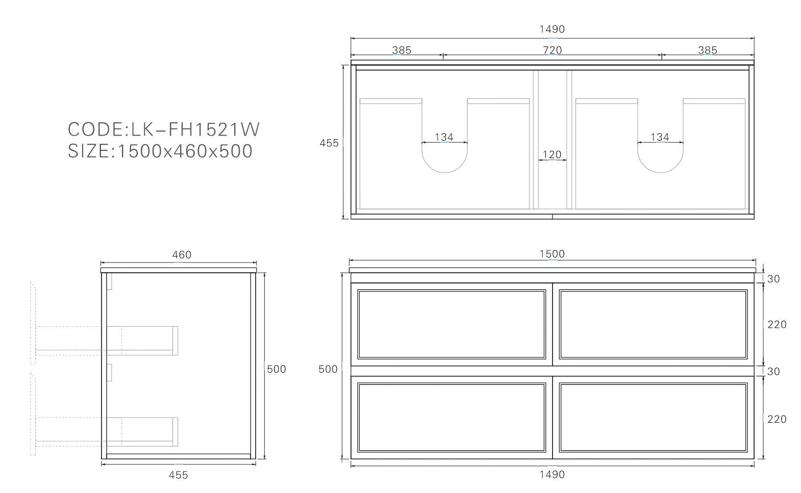 Hamilton Federation Prime Wall Hung PVC Cabinet Matte White