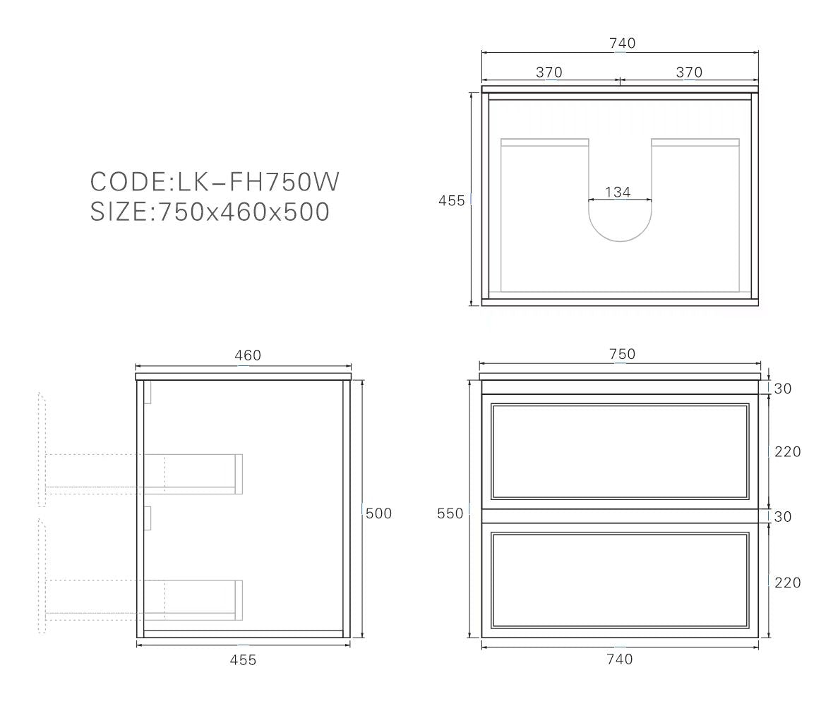 Hamilton Federation Prime Wall Hung PVC Cabinet Matte White