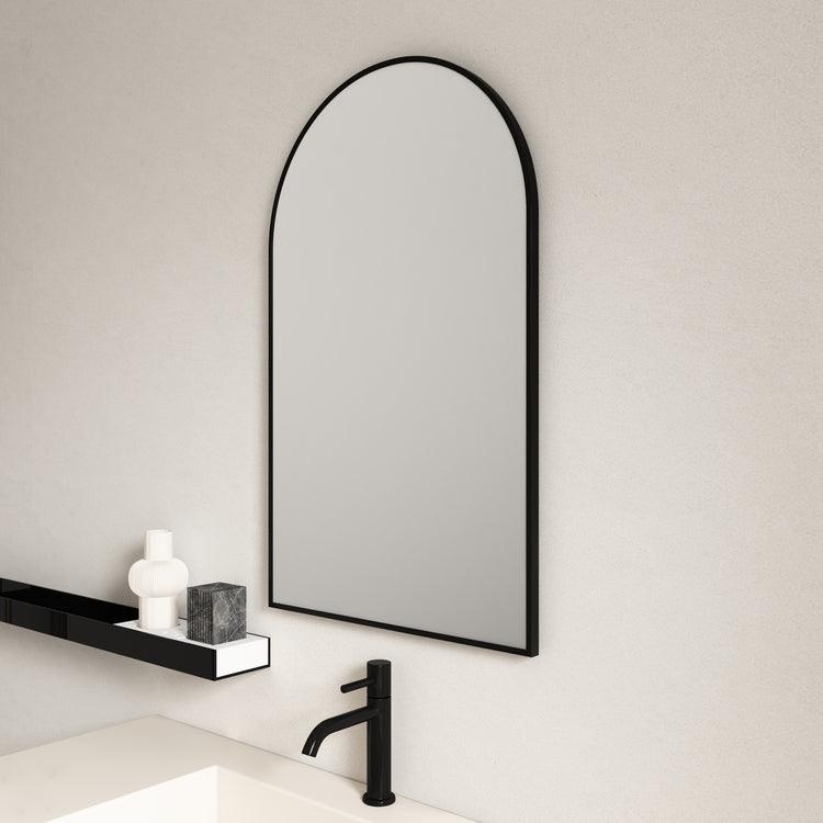 Aluminum Framed ARCH Mirror 600mm – Matt black (New Arrival) - Living and Bathroom