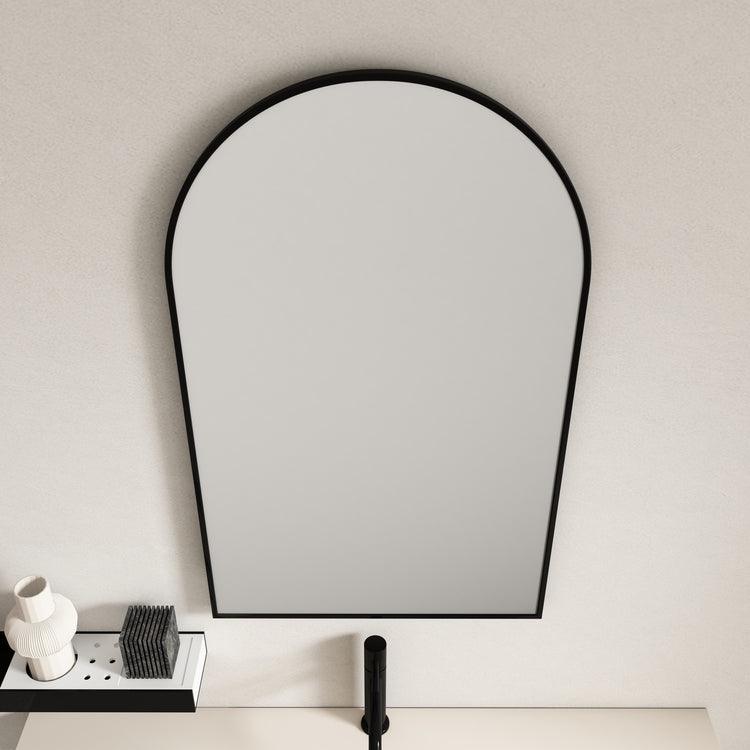 Aluminum Framed ARCH Mirror 600mm – Matt black (New Arrival) - Living and Bathroom