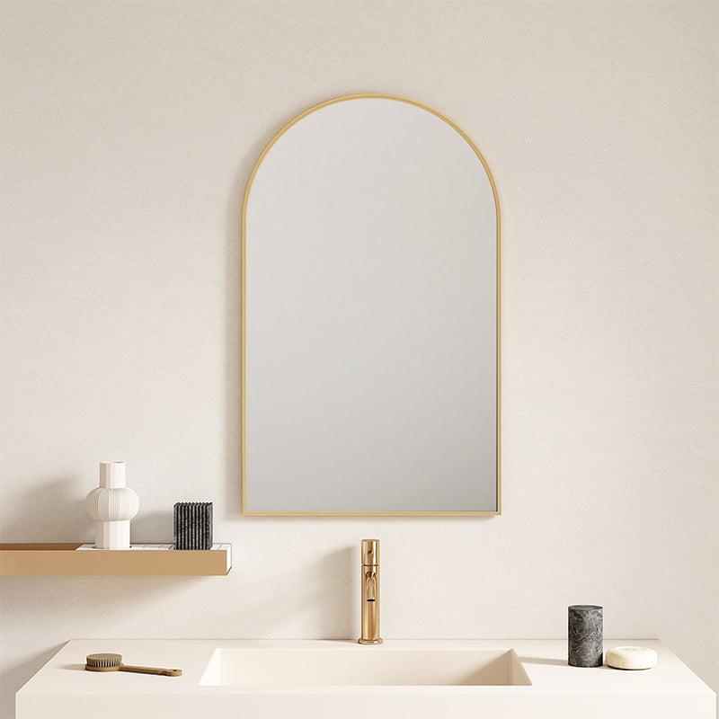 Aluminum Framed ARCH Mirror 600mm – Brushed Golden (New Arrival) - Living and Bathroom