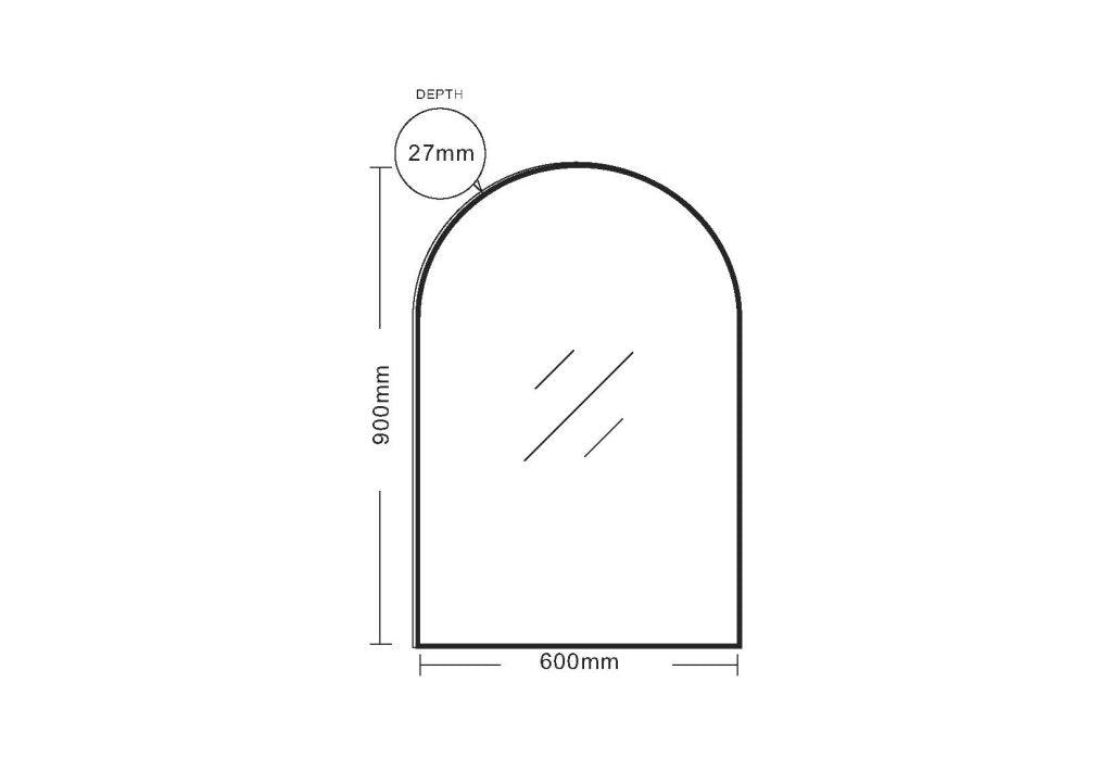 Aluminum Framed ARCH Mirror 600mm – Brushed Golden (New Arrival) - Living and Bathroom