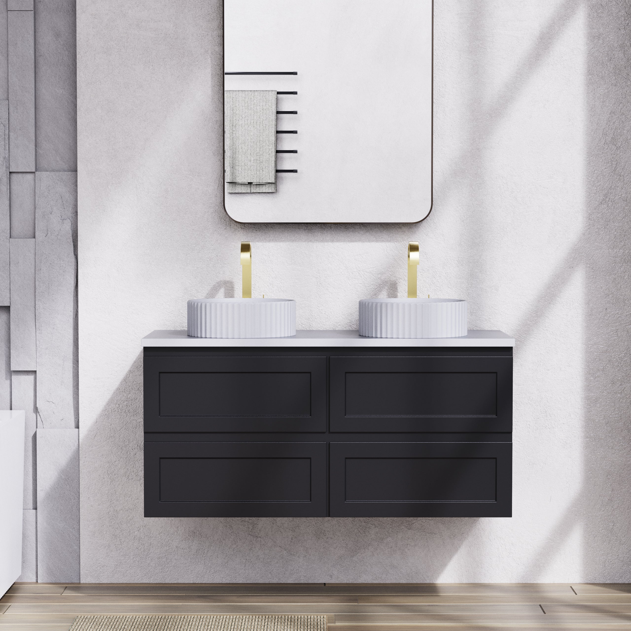 Fremantal PVC Waterproof  Wall Hung Bathroom Vanity  Matte Black