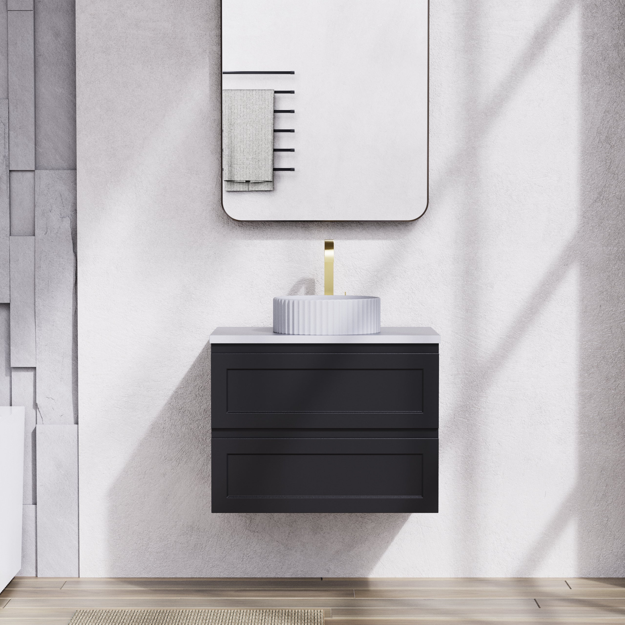Fremantal PVC Waterproof  Wall Hung Bathroom Vanity  Matte Black