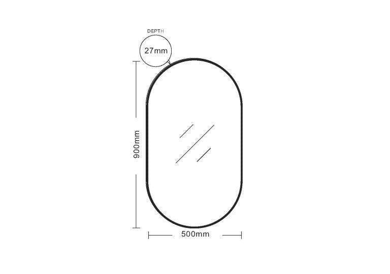 Aluminum Framed Oval Mirror 500mm – Matt black (New Arrival) - Living and Bathroom