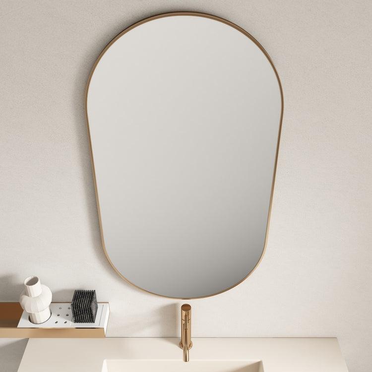 Aluminum Framed Oval Mirror 500mm – Brushed Golden (New Arrival) - Living and Bathroom