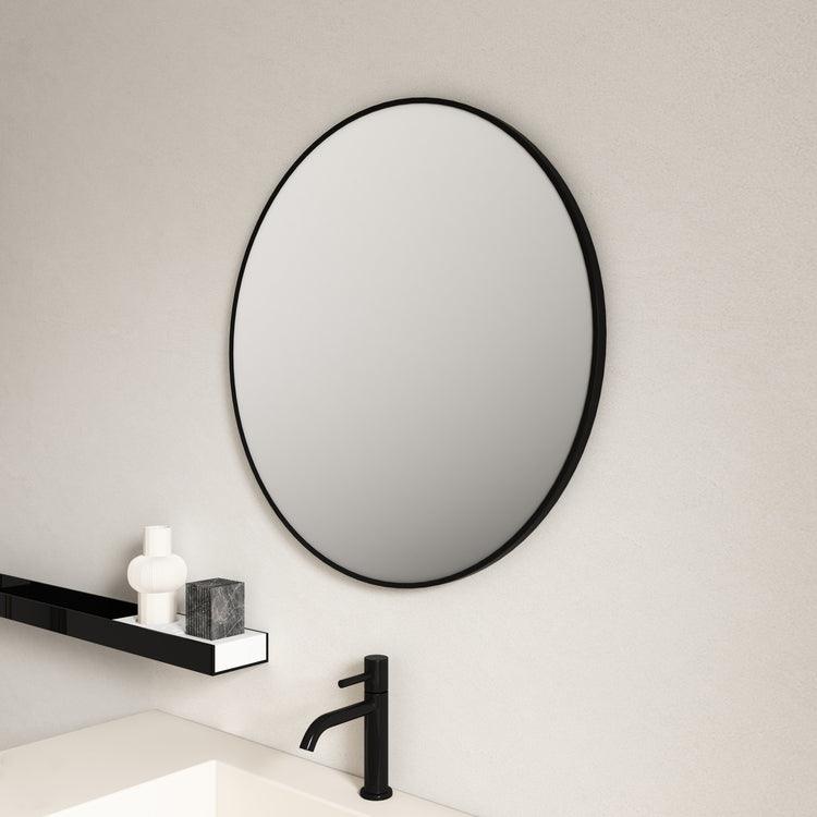 Matt Black Aluminum Framed Round Mirror 900mm (New Arrival) - Living and Bathroom