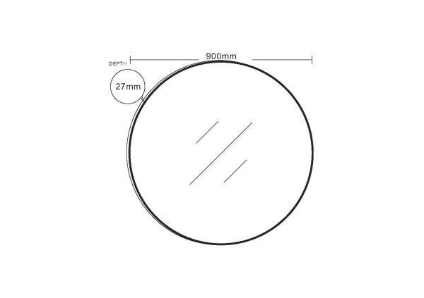 Matt Black Aluminum Framed Round Mirror 900mm (New Arrival) - Living and Bathroom