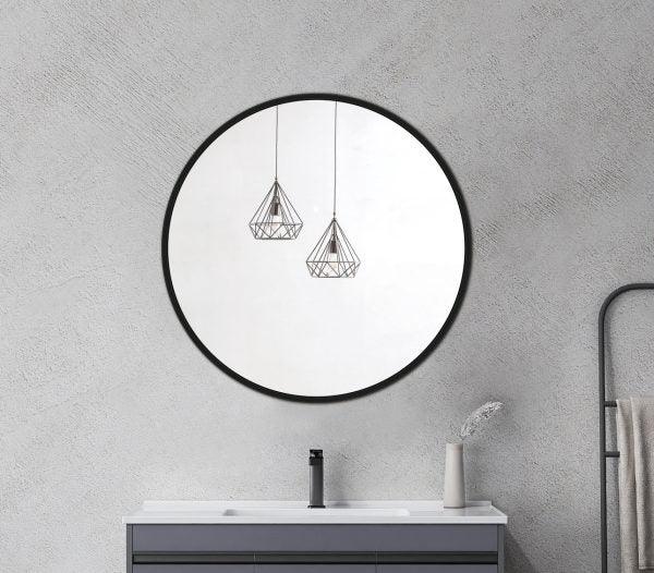 Matt Black Aluminum Framed Round Mirror 900mm (New Arrival) - Living and Bathroom