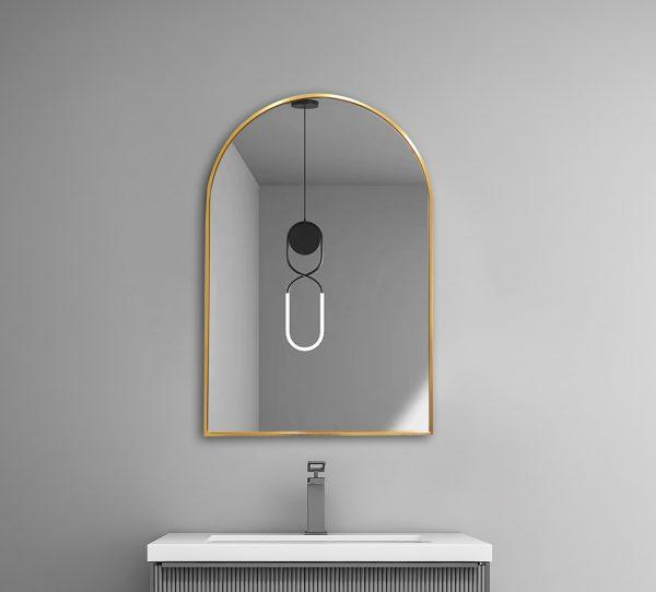 Aluminum Framed ARCH Mirror 600mm – Brushed Golden (New Arrival) - Living and Bathroom