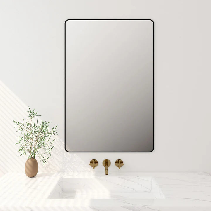 Aluminum Framed 600mm Rectangular Mirror -Matt Black