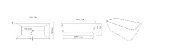 Fortuna 1500 Back-to-Wall Gloss White Bathtub - Living and Bathroom