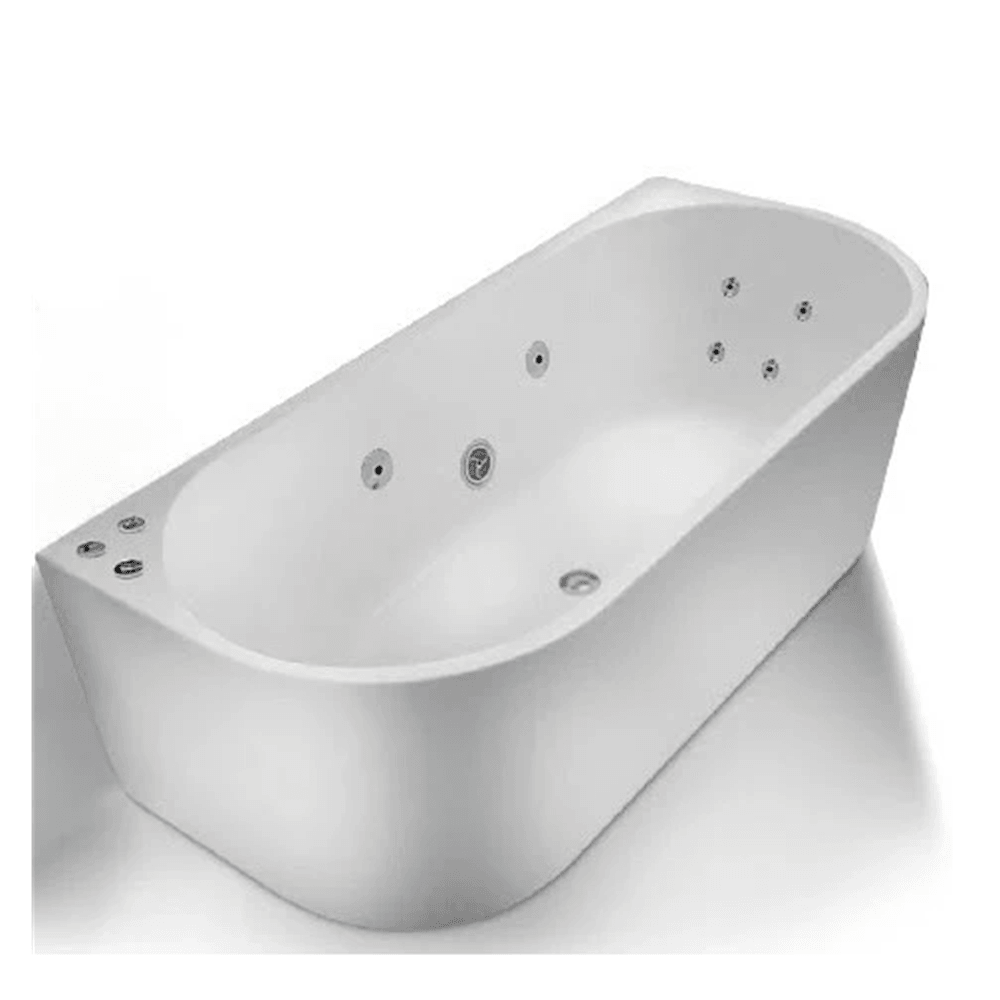 FS36 1700mm Gloss White/Black 10 Jets Back to Wall Freestanding Spa Bath - Living and Bathroom