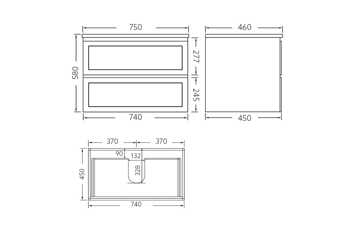 Fremantal PVC Waterproof Wall Hung Bathroom Vanity Matte Black