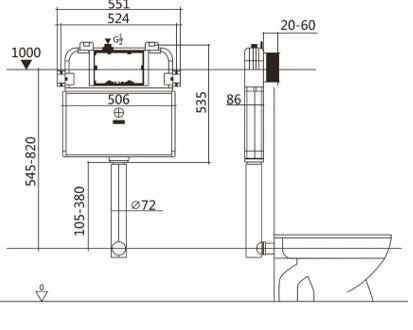 RNT In-Wall Cistern For Wall Faced Floor Pan