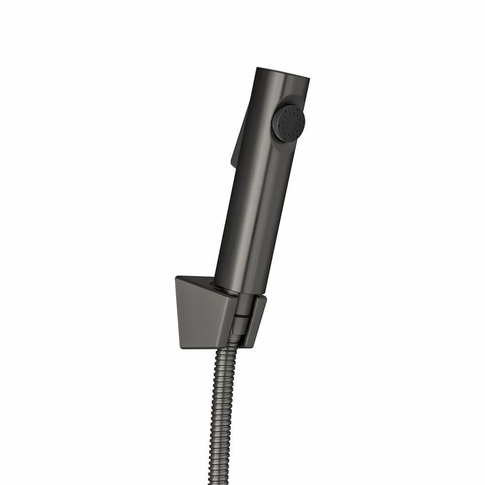 Round Gun Metal Grey ABS Toilet Bidet Spray Kit with Stainless Steel Hose - Living and Bathroom
