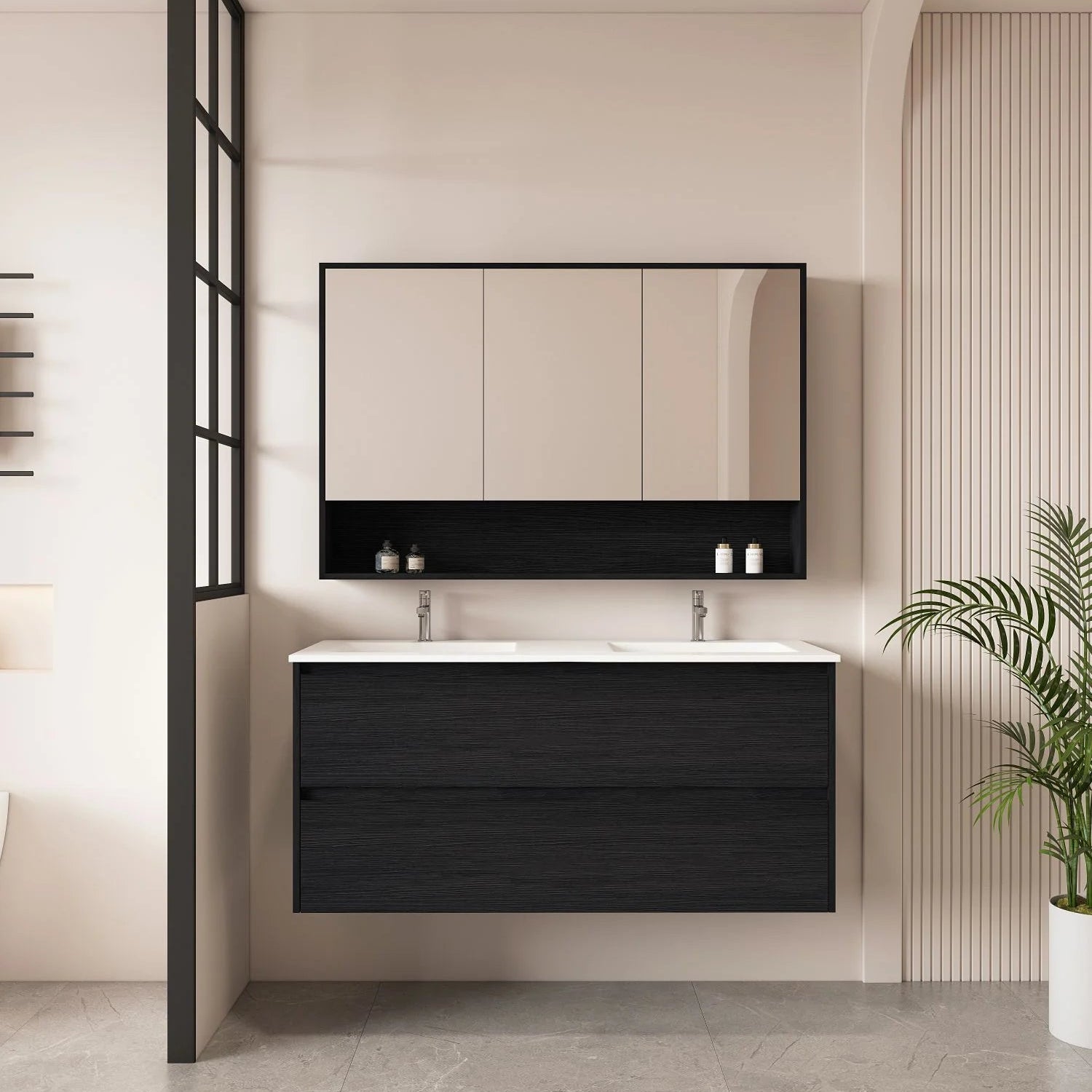Hera Wallhung Vanity Black Oak