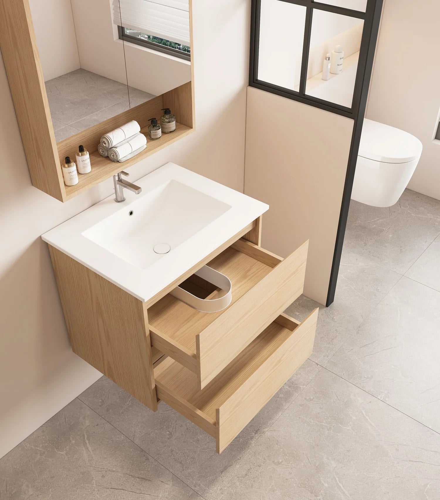Hera Wallhung Vanity Tas Oak