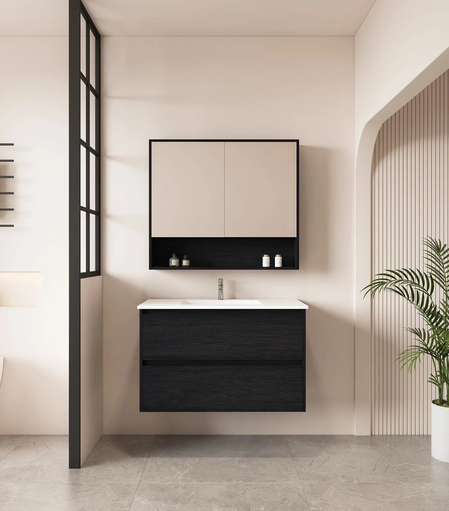 Hera Wallhung Vanity Black Oak