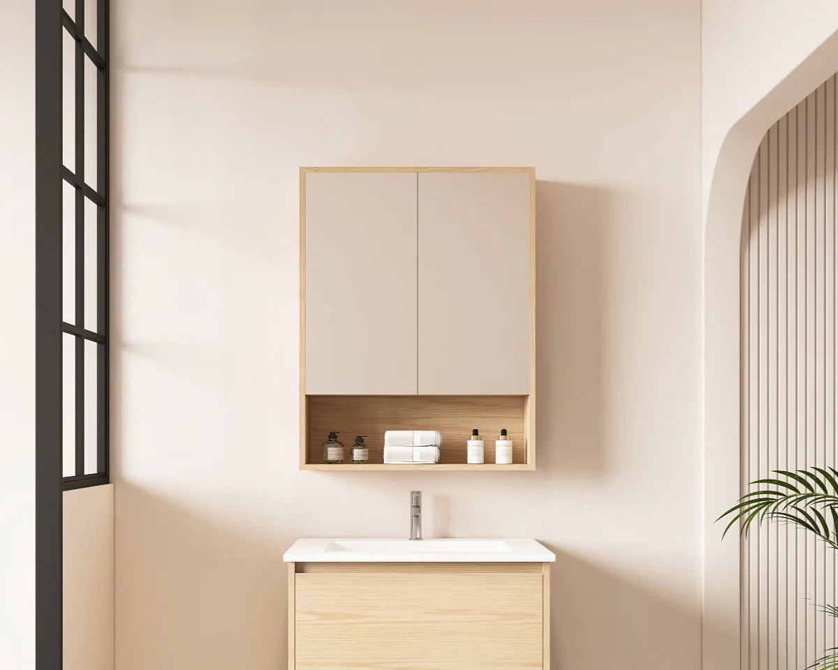 Hera Shaving Cabinet With Open Shelf Tas Oak