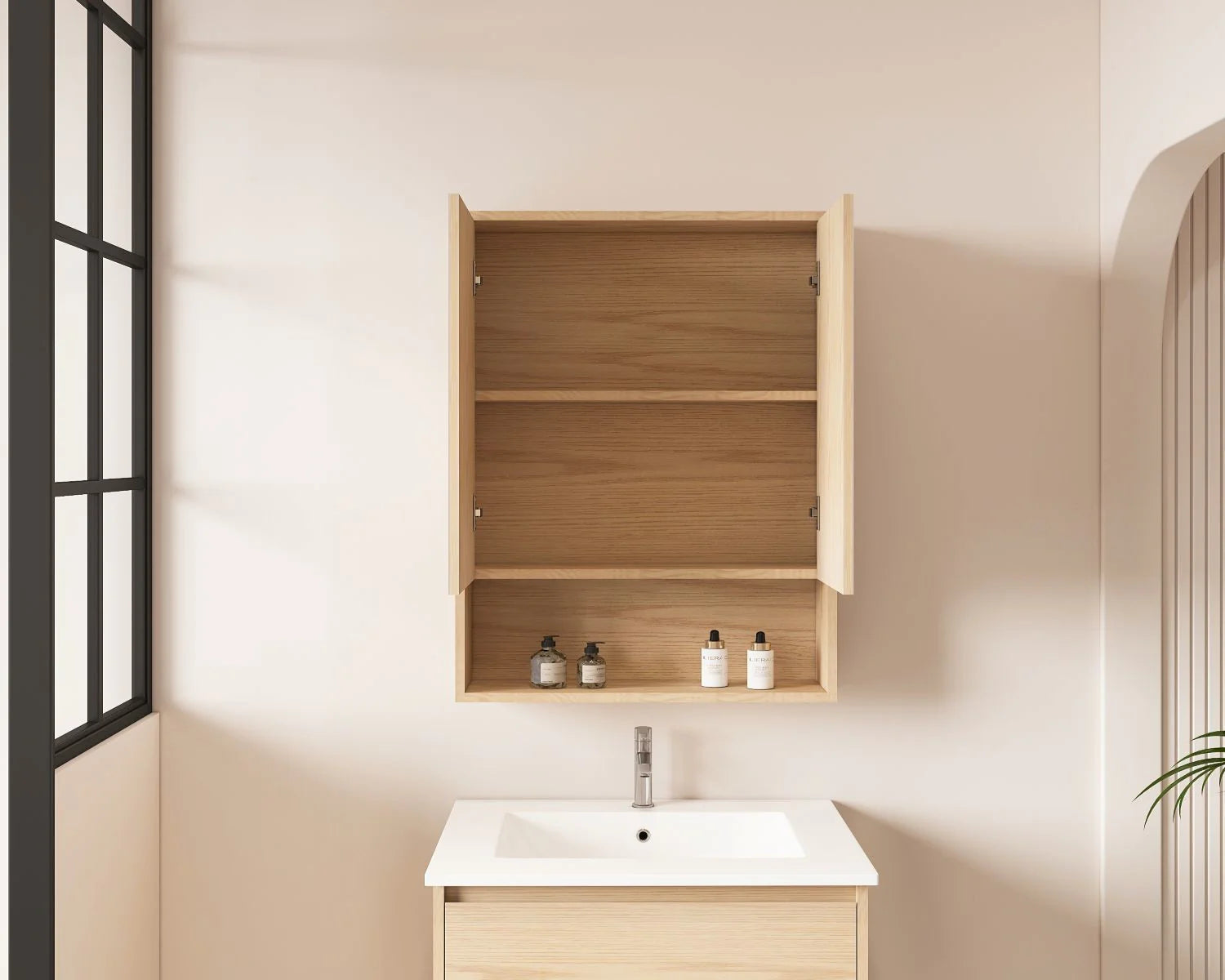 Hera Shaving Cabinet With Open Shelf Tas Oak