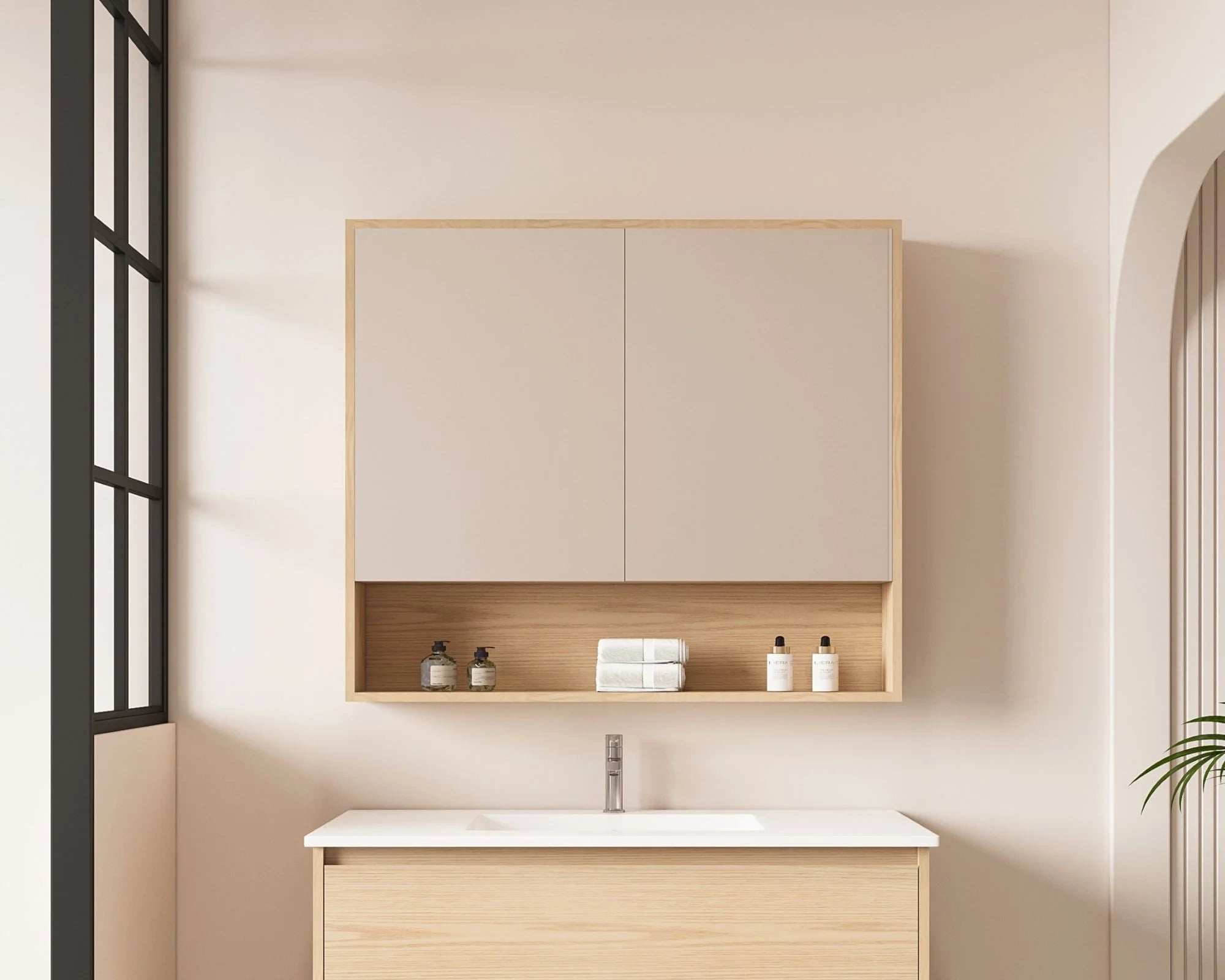 Hera Shaving Cabinet With Open Shelf Tas Oak