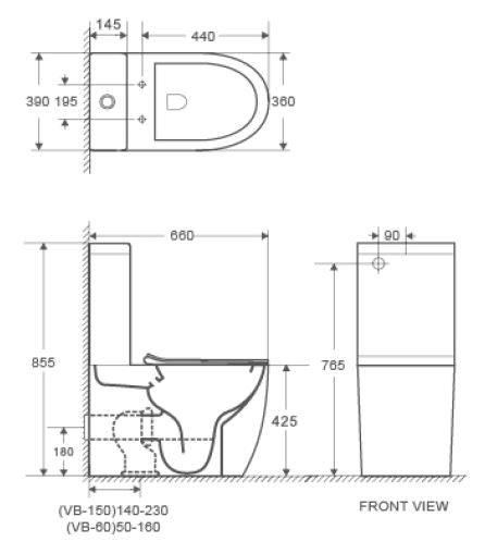 Hani Back To Wall Rimless Toilet Suite - Living and Bathroom