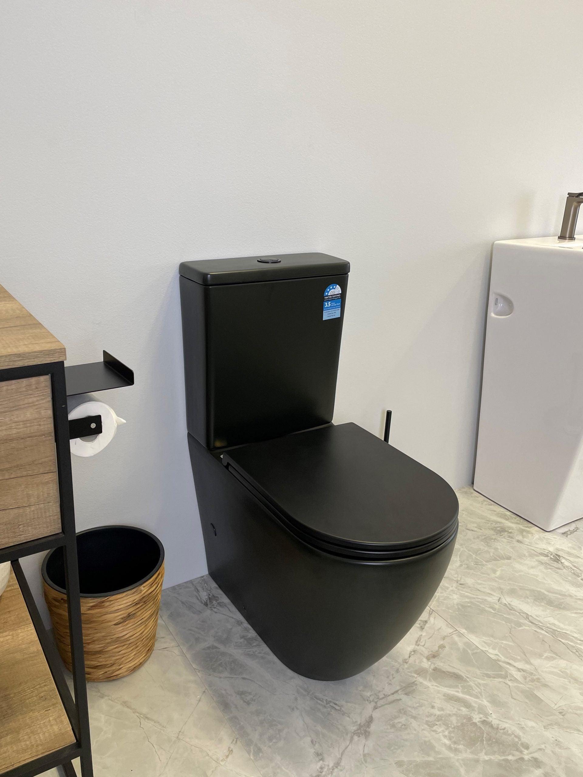 Norton Back To Wall Quite flush(Rimless+Tornado) Matt Black Toilet Suite - Living and Bathroom