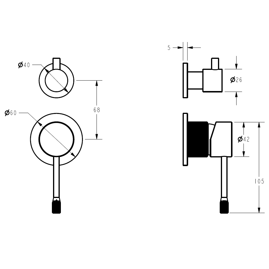 Ikon Linie Wall Diverter Mixer Brushed Nickel