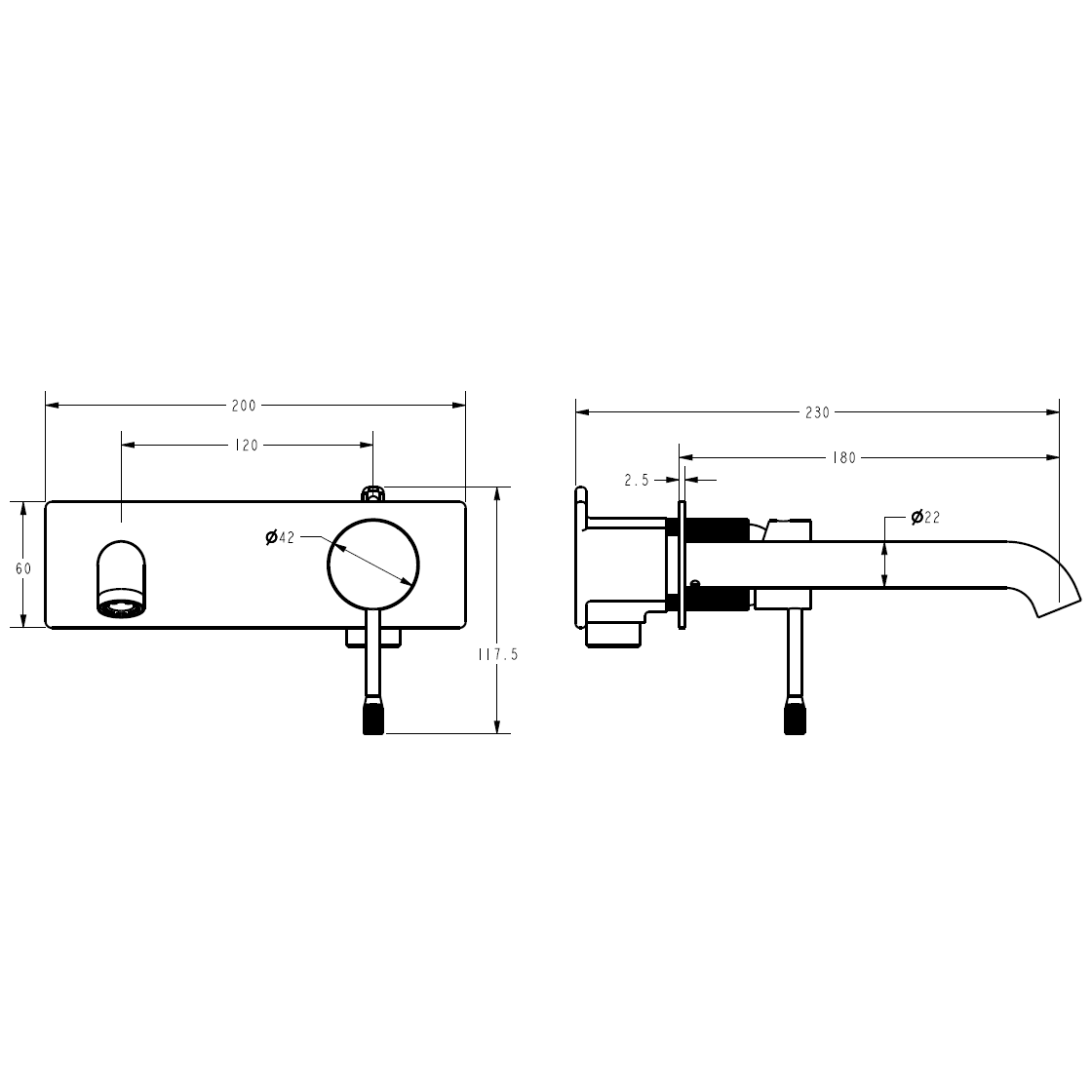 Ikon Linie Wall Mixer With Spout Gun Metal