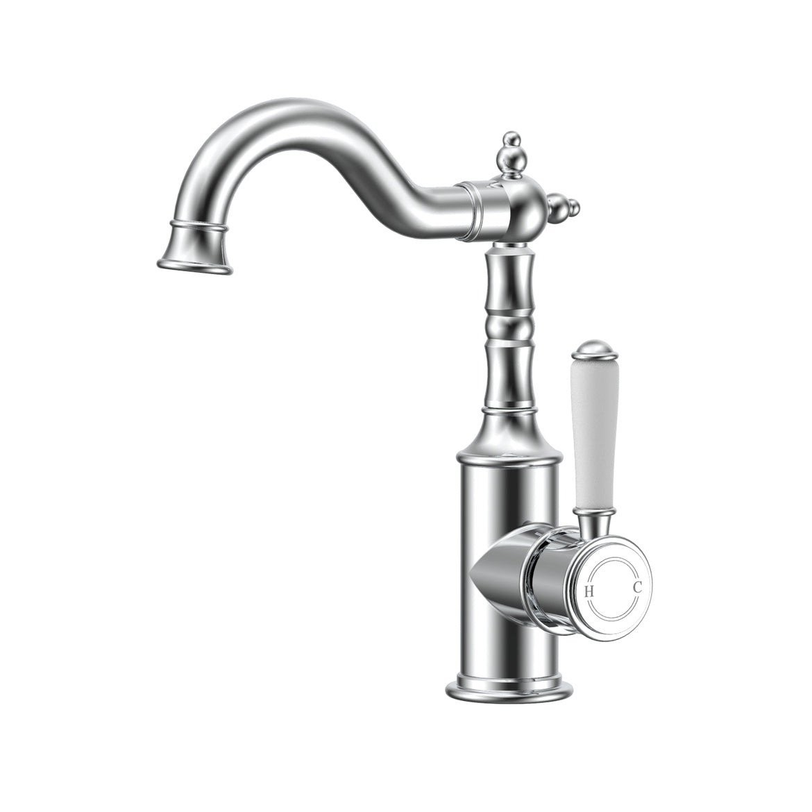 Clasico Curved Basin Mixer With Ceramic Handle