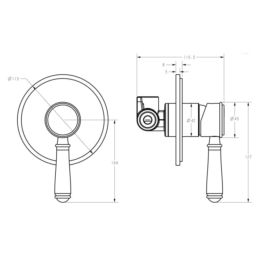 Ikon Clasico Wall Mixer Matte Black