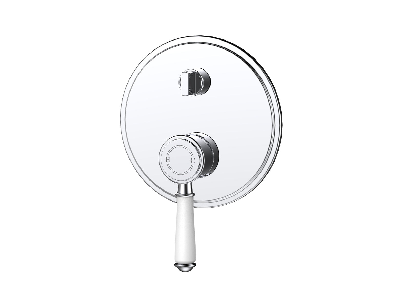 Ikon Clasico Ceramic Handle Wall Mixer With Diverter Chrome
