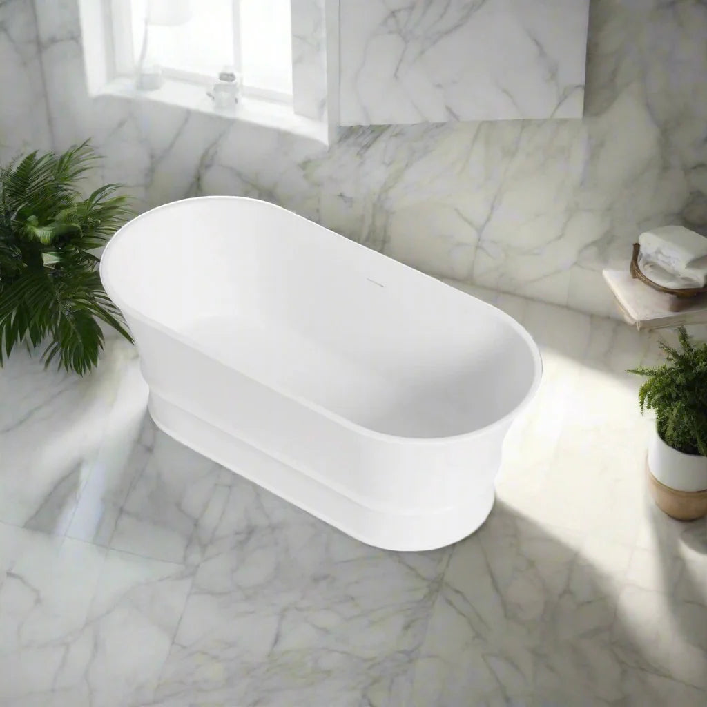 CETO Harrington 1700mm Cast Stone Solid Surface Bathtub Matt White