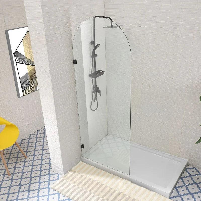 Frameless Arched Fixed Panel Shower Screen Gun Metal - Living and Bathroom